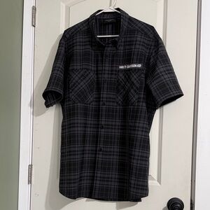 Harley-Davidson Men's Dark Plaid Button-Down Shirt